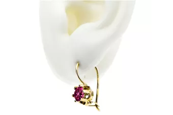 Pendientes Rubí Oro amarillo de 14 quilates Artesanía vintage vec019y